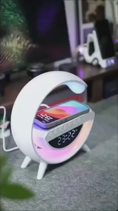 Altavoz Bluetooth G - Cargador inalámbrico + Lámpara LED + Reloj despertador